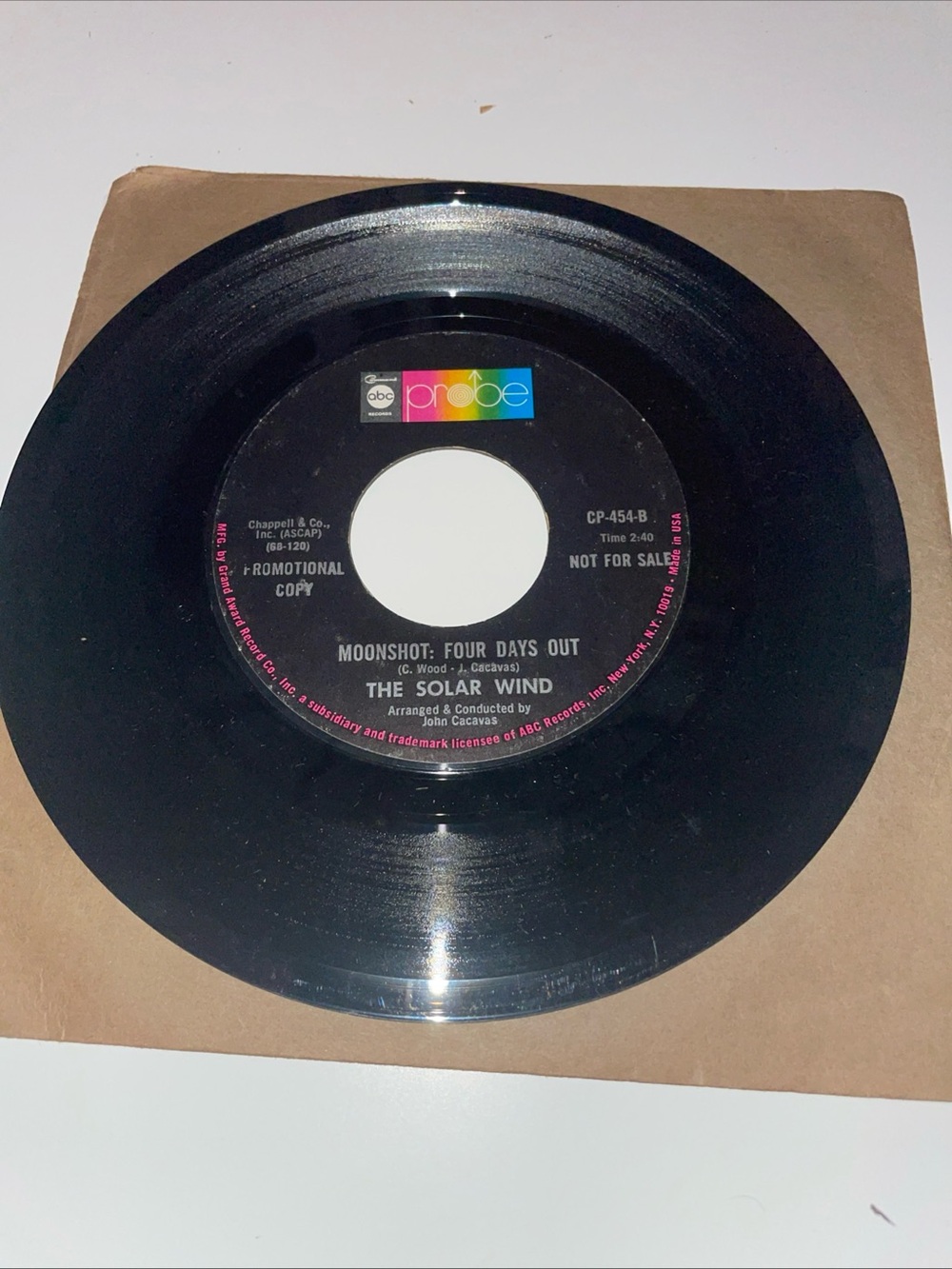 SOLAR WIND: moonshot: four days out / the fantastic voyage PROBE 7" Single